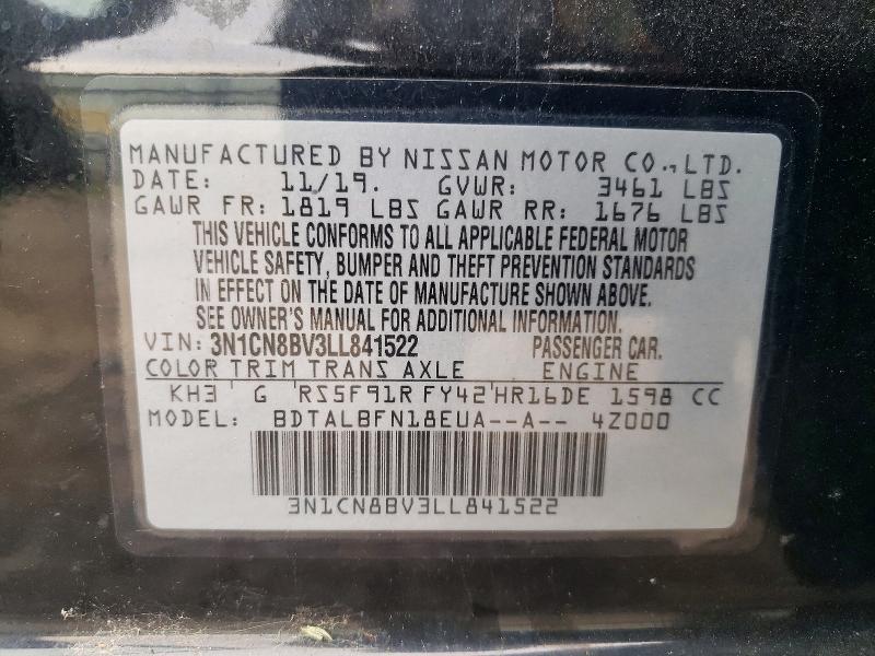 Aukcja sprzedaży 2020 Nissan Versa, vin: 3N1CN8BV3LL841522, numer aukcji: 51340616