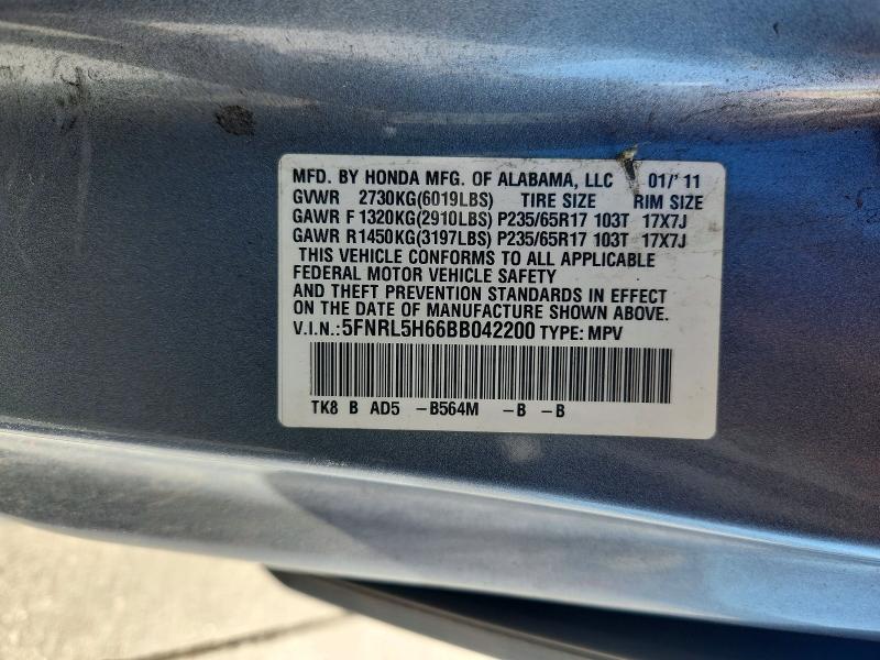 50163706 :رقم المزاد ، 5FNRL5H66BB042200 vin ، 2011 Honda Odyssey مزاد بيع