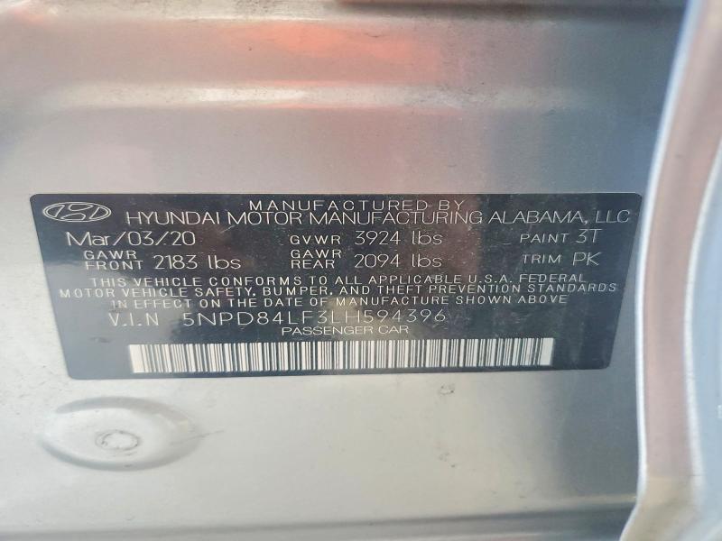 Продажа на аукционе авто 2020 Hyundai Elantra, vin: 5NPD84LF3LH594396, номер лота: 50789226