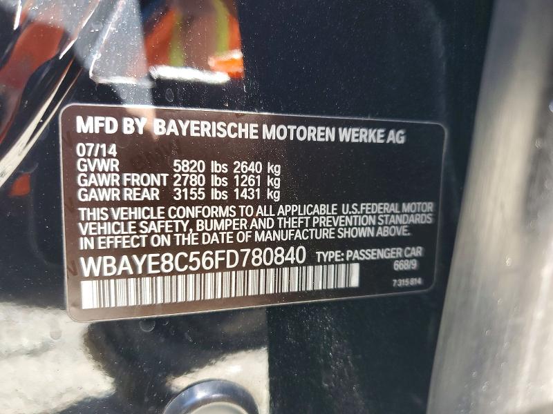 51526446 :رقم المزاد ، WBAYE8C56FD780840 vin ، 2015 Bmw 750 مزاد بيع