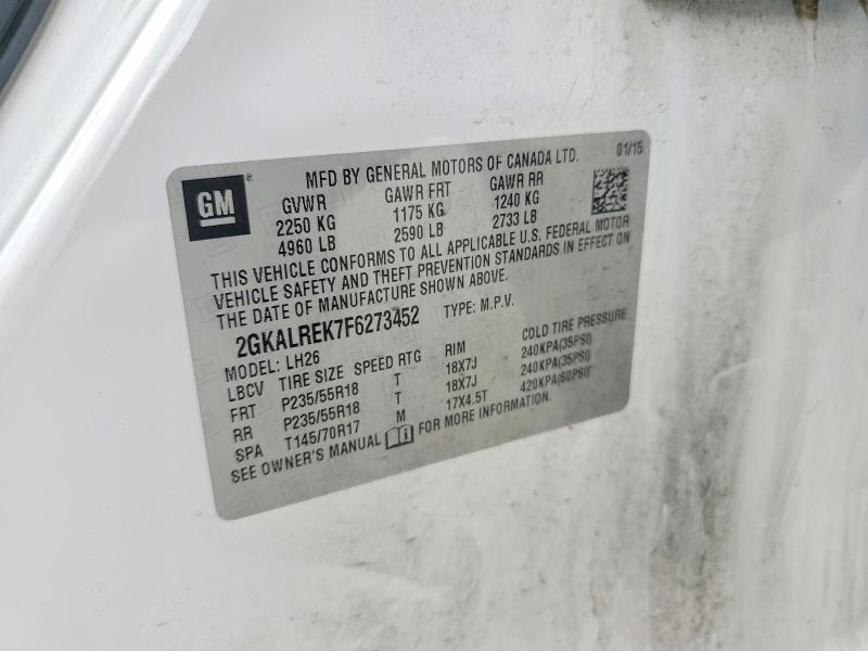 2015 Gmc Terrain მანქანა იყიდება აუქციონზე, vin: 2GKALREK7F6273452, აუქციონის ნომერი: 51488266