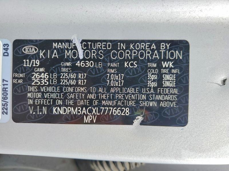 2020 Kia Sportage მანქანა იყიდება აუქციონზე, vin: KNDPM3ACXL7776628, აუქციონის ნომერი: 49135146