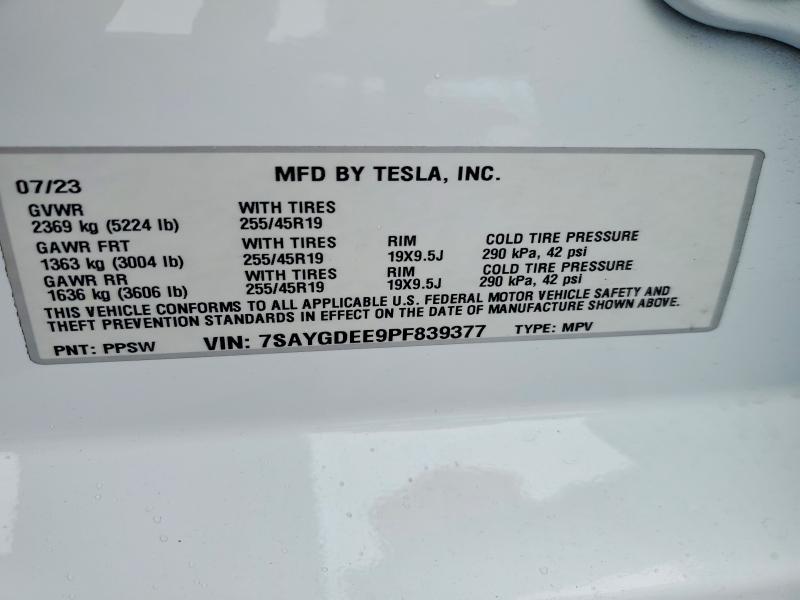 Продаж на аукціоні авто 2023 Tesla Model Y, vin: 7SAYGDEE9PF839377, номер лоту: 50520876