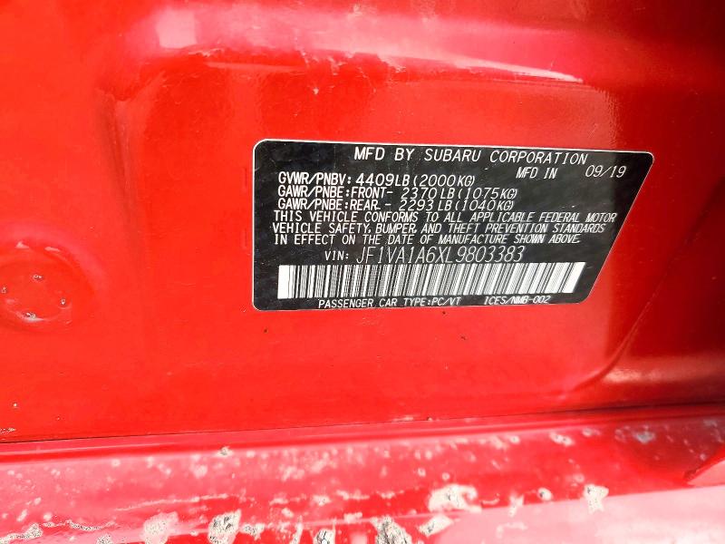 Aukcja sprzedaży 2020 Subaru Wrx, vin: JF1VA1A6XL9803383, numer aukcji: 51849016