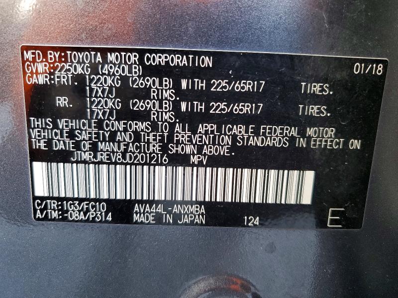 Aukcja sprzedaży 2018 Toyota Rav4 Hybrid, vin: JTMRJREV8JD201216, numer aukcji: 49828366