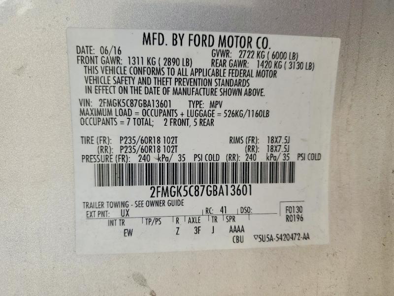 Продажа на аукционе авто 2016 Ford Flex, vin: 2FMGK5C87GBA13601, номер лота: 51144656