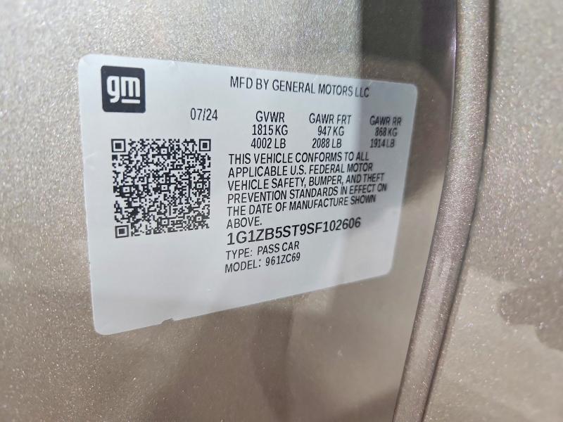 50943336 :رقم المزاد ، 1G1ZB5ST9SF102606 vin ، 2025 Chevrolet Malibu مزاد بيع