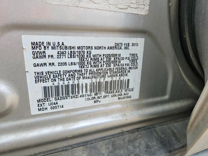 2013 Mitsubishi Outlander Sport მანქანა იყიდება აუქციონზე, vin: 4A4AR3AU6DE015102, აუქციონის ნომერი: 48977606