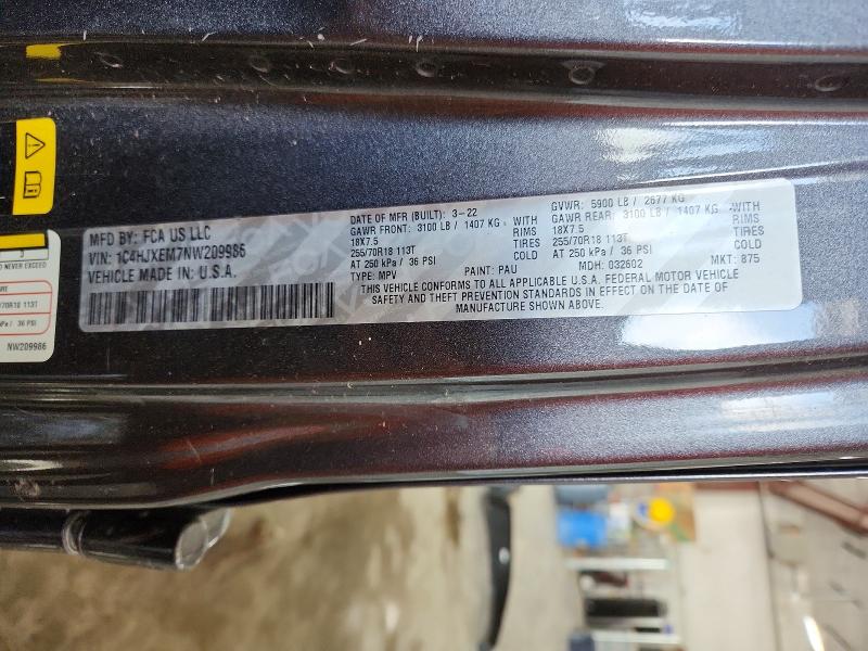 Продажа на аукционе авто 2022 Jeep Wrangler Unlimited, vin: 1C4HJXEM7NW209986, номер лота: 51495866