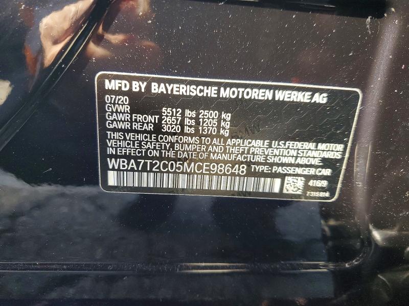 Продаж на аукціоні авто 2021 Bmw 740, vin: WBA7T2C05MCE98648, номер лоту: 49981746
