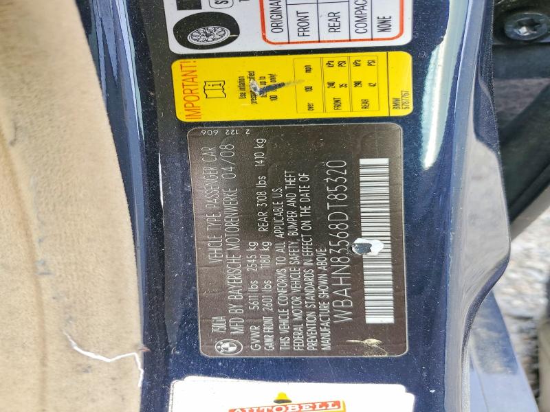 48294326 :رقم المزاد ، WBAHN83568DT85320 vin ، 2008 Bmw 750 مزاد بيع