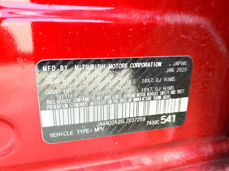 Продаж на аукціоні авто 2020 Mitsubishi Outlander, vin: JA4AD2A35LZ037259, номер лоту: 49608066