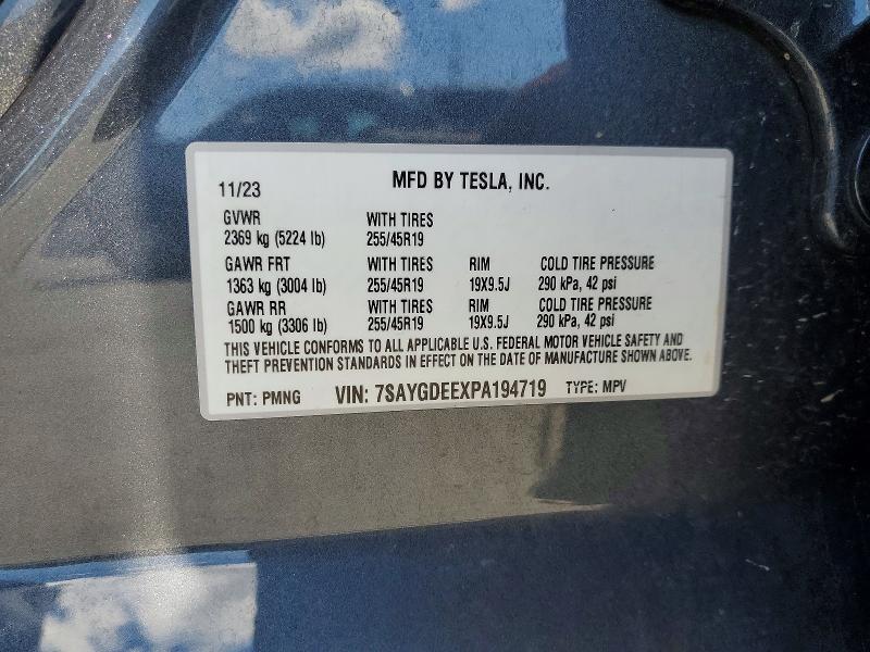 51009876 :رقم المزاد ، 7SAYGDEEXPA194719 vin ، 2023 Tesla Model Y مزاد بيع