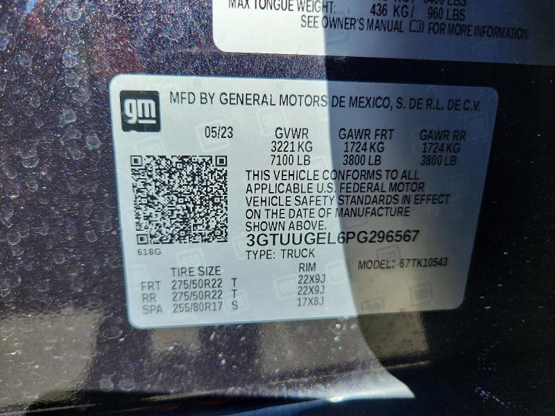 Продажа на аукционе авто 2023 Gmc Sierra, vin: 3GTUUGEL6PG296567, номер лота: 50970566