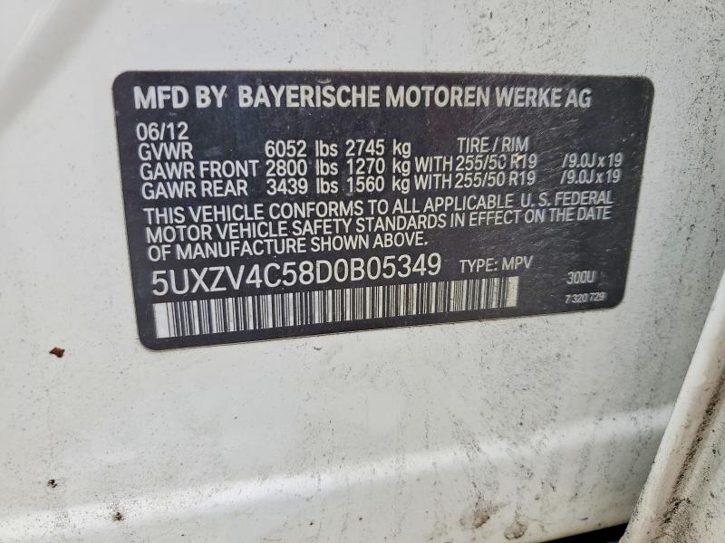 51685676 :رقم المزاد ، 5UXZV4C58D0B05349 vin ، 2013 Bmw X5 مزاد بيع