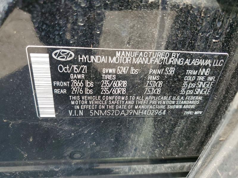 Продаж на аукціоні авто 2022 Hyundai Santa Fe, vin: 5NMS2DAJ9NH402964, номер лоту: 49707856