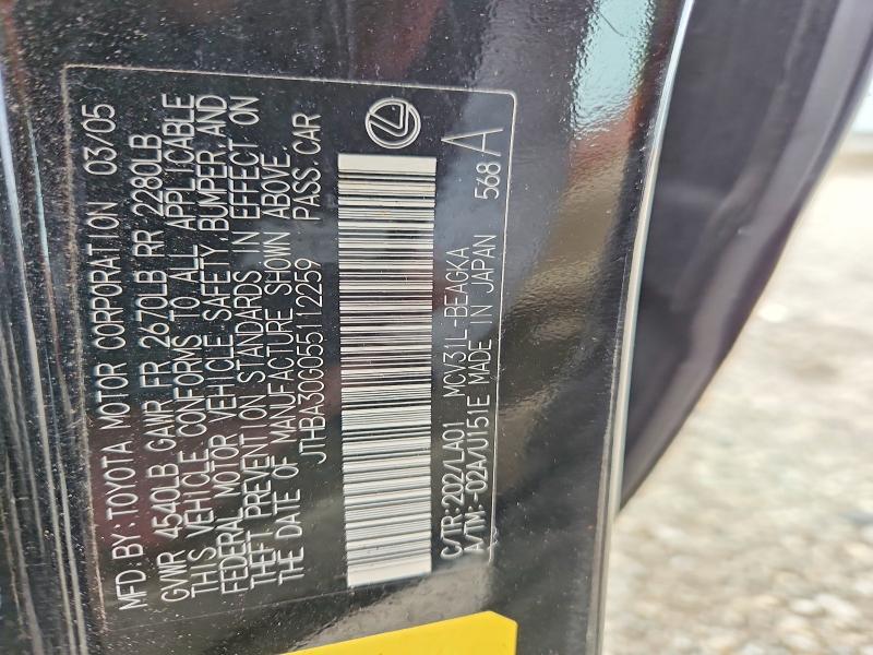 Aukcja sprzedaży 2005 Lexus Es 330, vin: JTHBA30G055112259, numer aukcji: 48015676