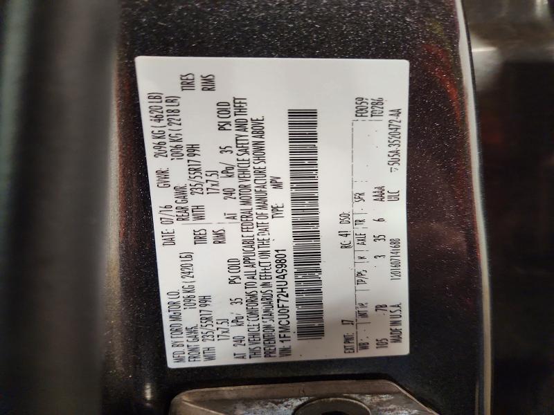 48851376 :رقم المزاد ، 1FMCU0F72HUA99801 vin ، 2017 Ford Escape مزاد بيع