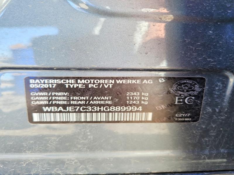 Aukcja sprzedaży 2017 Bmw 540, vin: WBAJE7C33HG889994, numer aukcji: 49328886