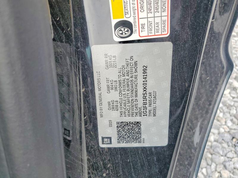 2019 Chevrolet Camaro მანქანა იყიდება აუქციონზე, vin: 1G1FB1RSXK0141992, აუქციონის ნომერი: 51250196