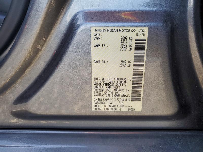 Aukcja sprzedaży 2016 Nissan Altima, vin: 1N4BL3AP3GC152446, numer aukcji: 50458176
