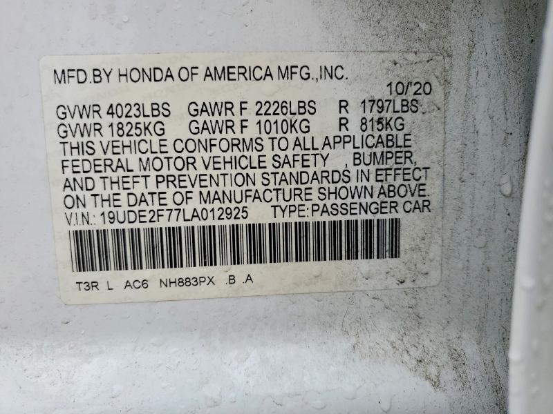 Auction sale of the 2020 Acura Ilx, vin: 19UDE2F77LA012925, lot number: 50766936