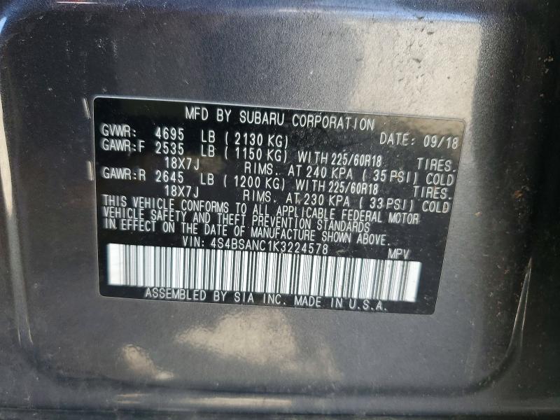 Aukcja sprzedaży 2019 Subaru Outback, vin: 4S4BSANC1K3224578, numer aukcji: 51541016