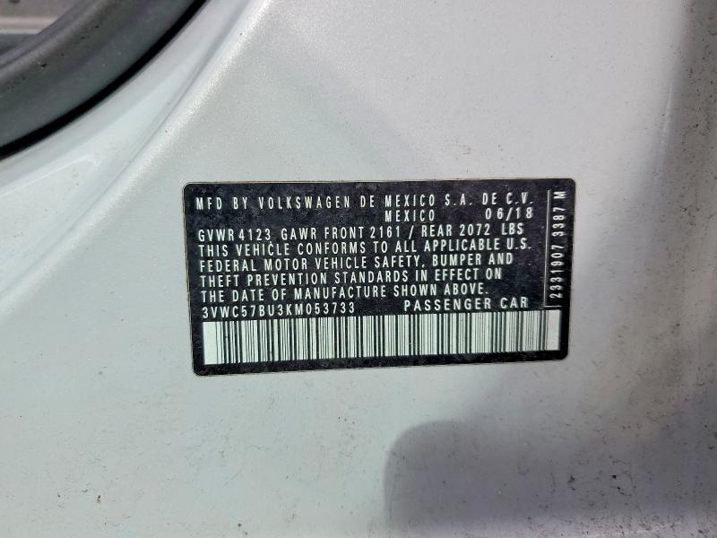 Aukcja sprzedaży 2019 Volkswagen Jetta, vin: 3VWC57BU3KM053733, numer aukcji: 48084956