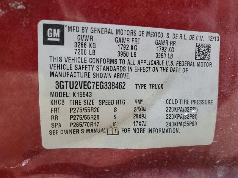 2014 Gmc Sierra მანქანა იყიდება აუქციონზე, vin: 3GTU2VEC7EG338462, აუქციონის ნომერი: 49928646