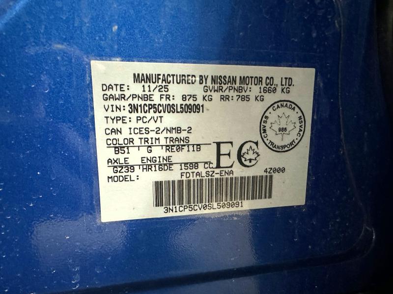 Продажа на аукционе авто 2025 Nissan Kicks Play, vin: 3N1CP5CV0SL509091, номер лота: 51301286
