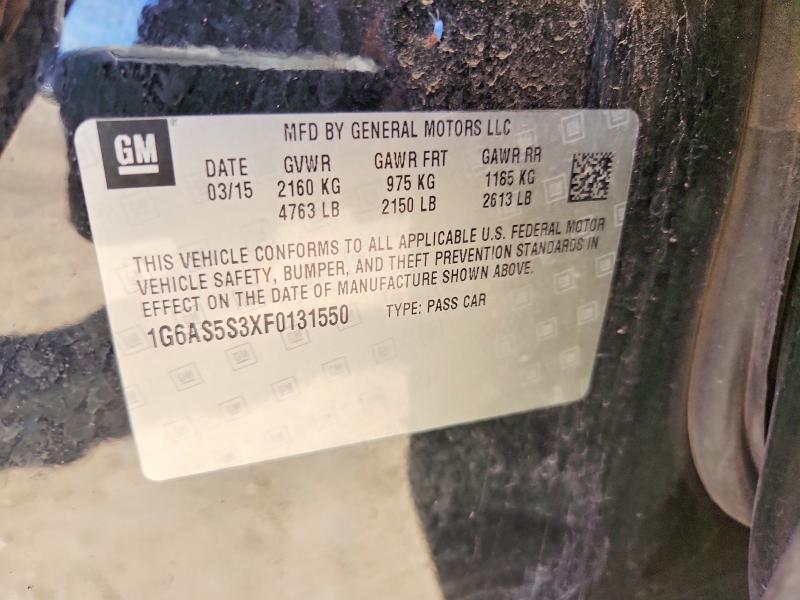 2015 Cadillac Cts მანქანა იყიდება აუქციონზე, vin: 1G6AS5S3XF0131550, აუქციონის ნომერი: 49031896