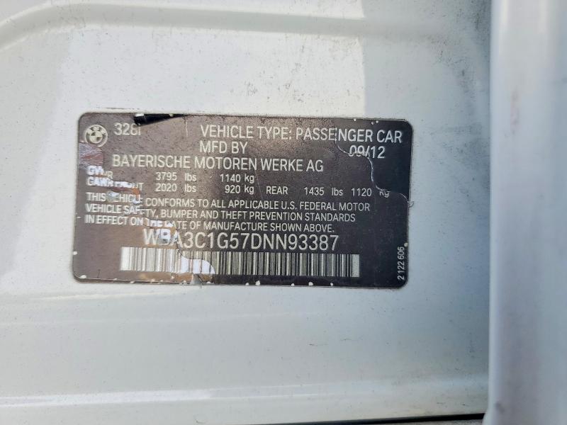 50219116 :رقم المزاد ، WBA3C1G57DNN93387 vin ، 2013 Bmw 328 مزاد بيع