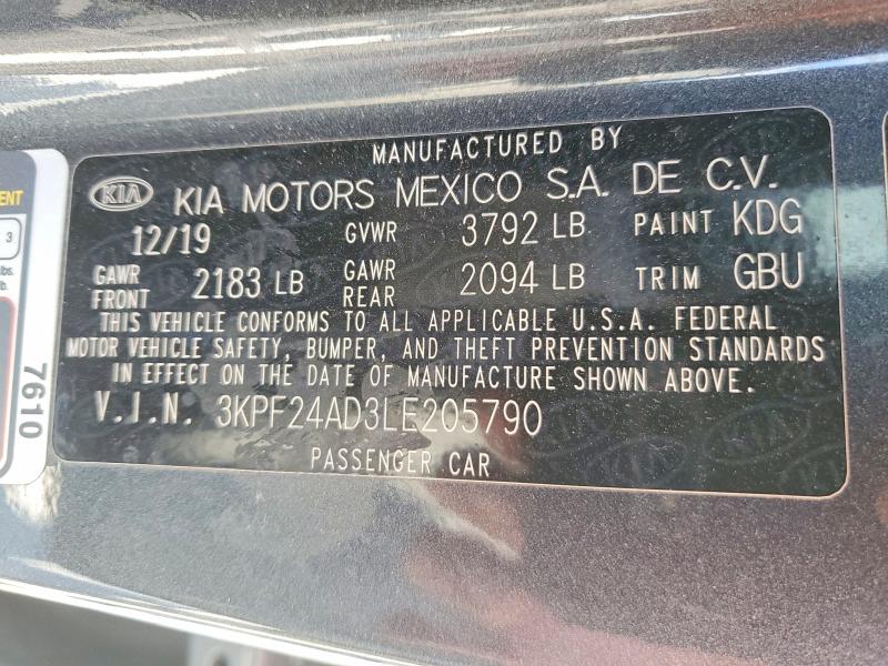 Продаж на аукціоні авто 2020 Kia Forte, vin: 3KPF24AD3LE205790, номер лоту: 51172676