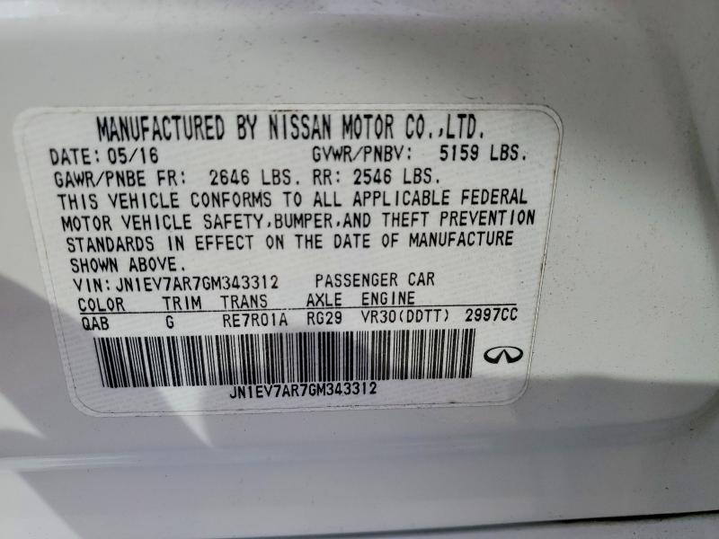 48967616 :رقم المزاد ، JN1EV7AR7GM343312 vin ، 2016 Infiniti Q50 مزاد بيع