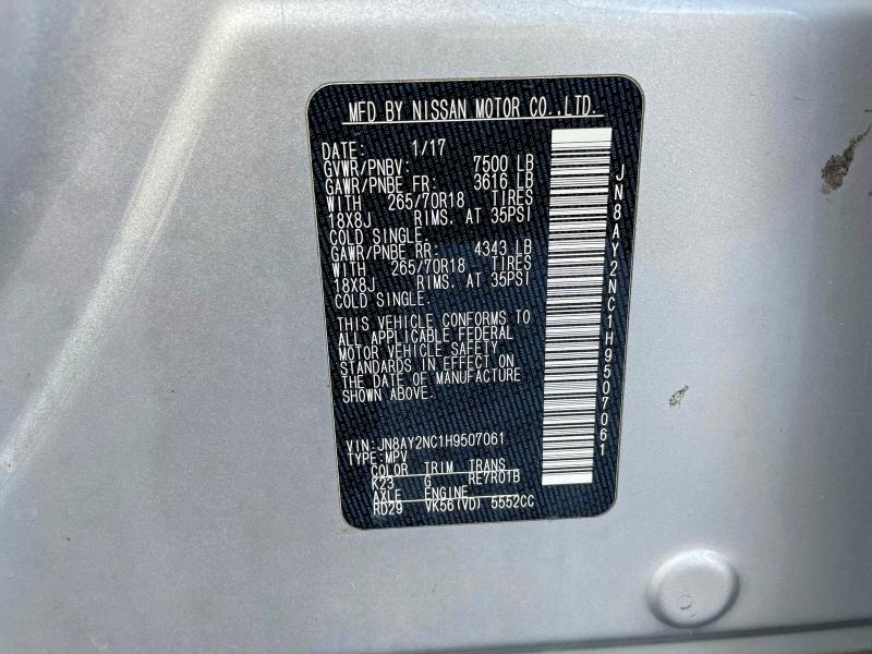 Aukcja sprzedaży 2017 Nissan Armada, vin: JN8AY2NC1H9507061, numer aukcji: 49492866
