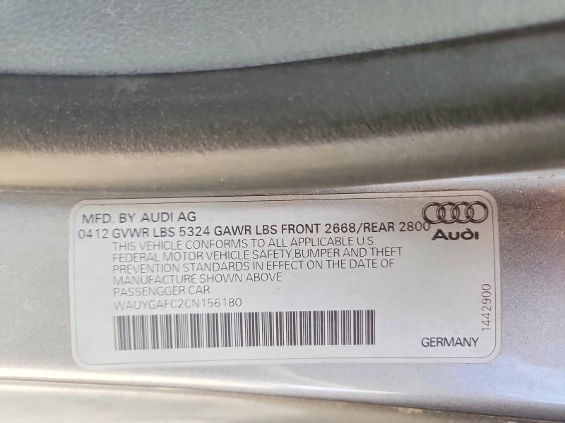 48343646 :رقم المزاد ، WAUYGAFC2CN156180 vin ، 2012 Audi A7 مزاد بيع
