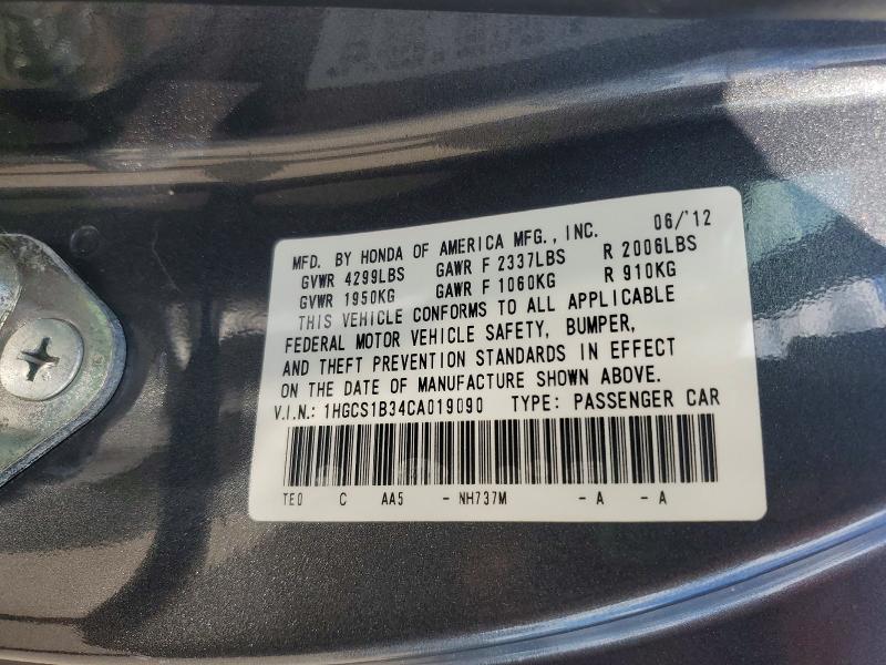 Aukcja sprzedaży 2012 Honda Accord, vin: 1HGCS1B34CA019090, numer aukcji: 51421806