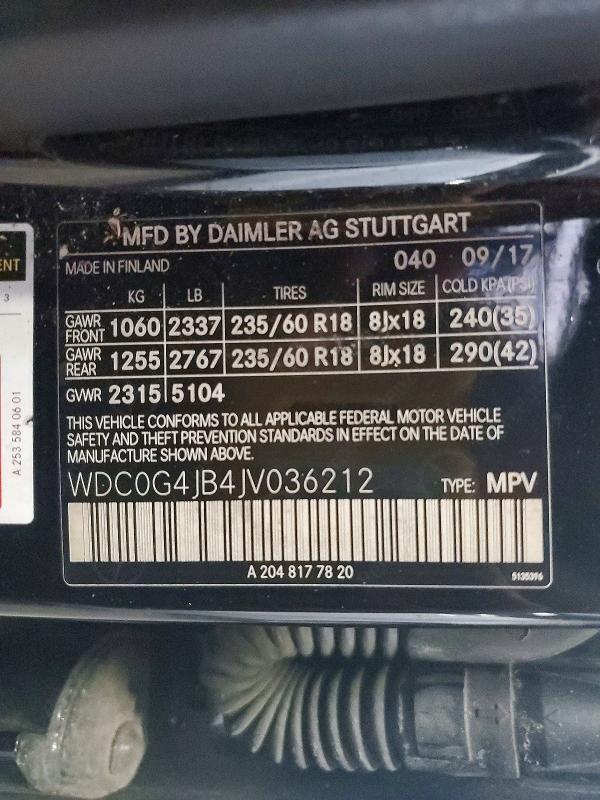 2018 Mercedes-benz Glc მანქანა იყიდება აუქციონზე, vin: WDC0G4JB4JV036212, აუქციონის ნომერი: 51761156