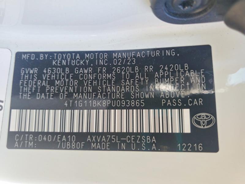 Aukcja sprzedaży 2023 Toyota Camry, vin: 4T1G11BK8PU093865, numer aukcji: 51084626