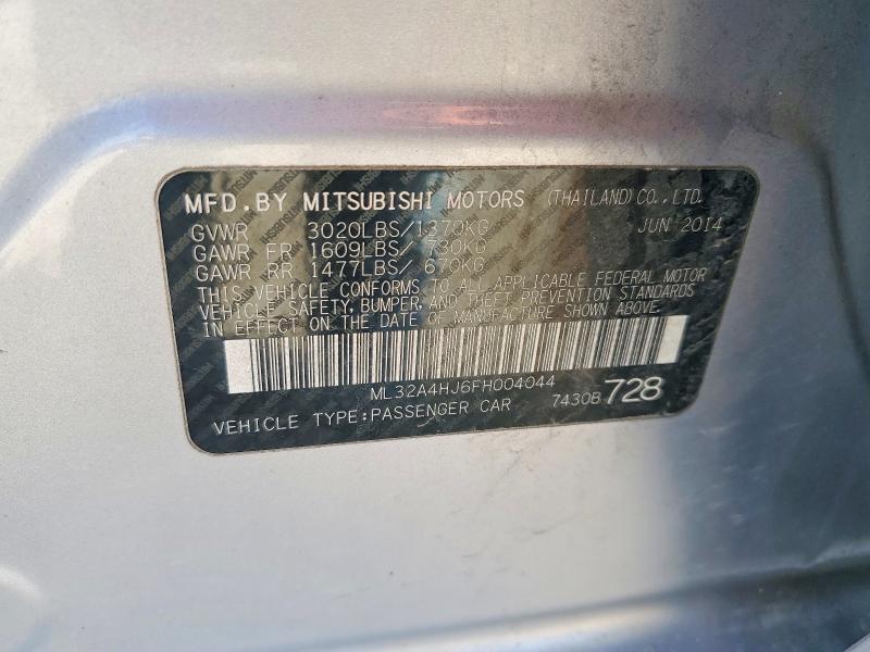 Продаж на аукціоні авто 2015 Mitsubishi Mirage, vin: ML32A4HJ6FH004044, номер лоту: 48127966