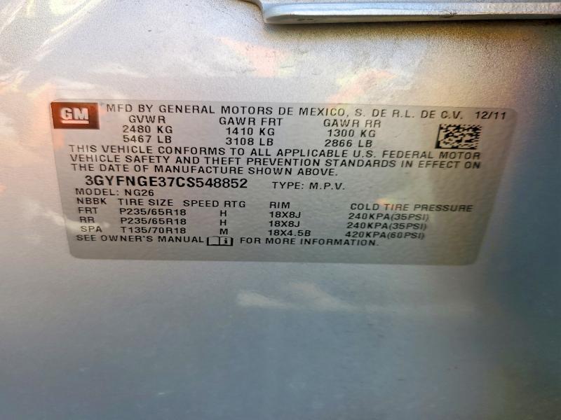 Auction sale of the 2012 Cadillac Srx, vin: 3GYFNGE37CS548852, lot number: 50171756