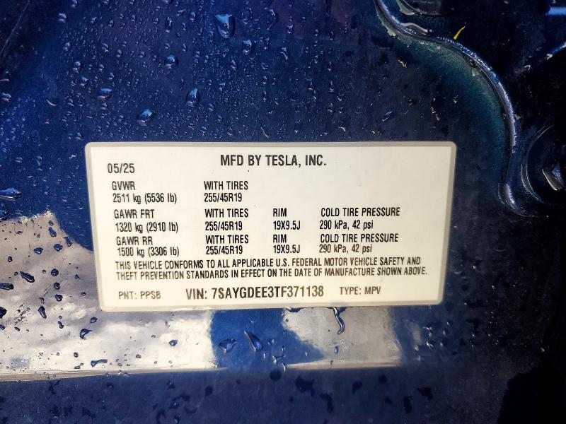 Продажа на аукционе авто 2026 Tesla Model Y, vin: 7SAYGDEE3TF371138, номер лота: 50086766