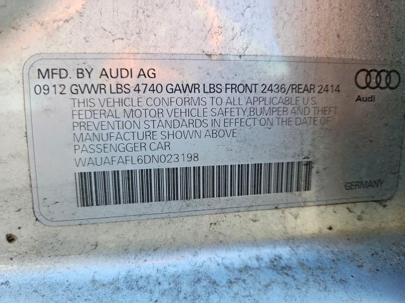 49147146 :رقم المزاد ، WAUAFAFL6DN023198 vin ، 2013 Audi A4 مزاد بيع