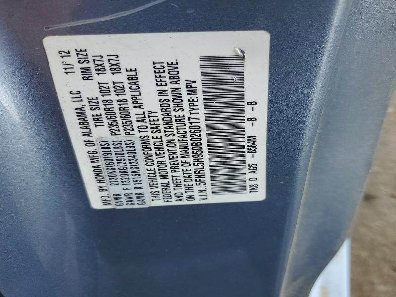Aukcja sprzedaży 2013 Honda Odyssey, vin: 5FNRL5H95DB026017, numer aukcji: 50911746