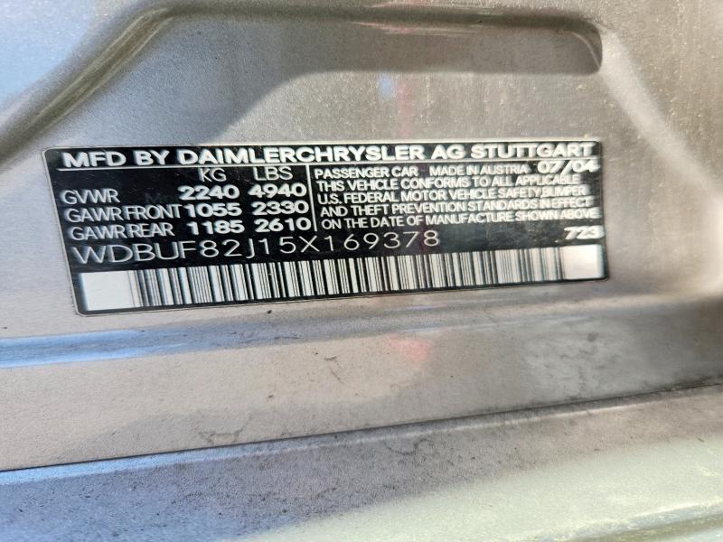 2005 Mercedes-benz E მანქანა იყიდება აუქციონზე, vin: WDBUF82J15X169378, აუქციონის ნომერი: 51731036