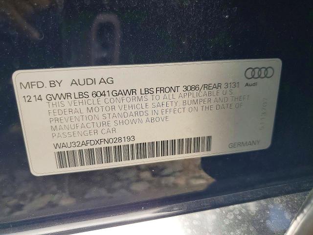 Продаж на аукціоні авто 2015 Audi A8, vin: WAU32AFDXFN028193, номер лоту: 48992526