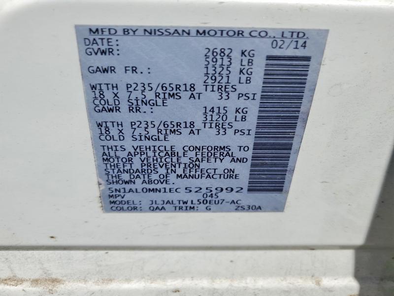 Aukcja sprzedaży 2014 Infiniti Qx60, vin: 5N1AL0MN1EC525992, numer aukcji: 48421176