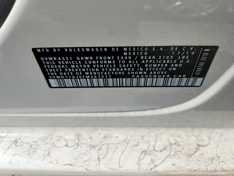 Продаж на аукціоні авто 2015 Volkswagen Jetta, vin: 3VWD17AJ5FM357577, номер лоту: 48545286