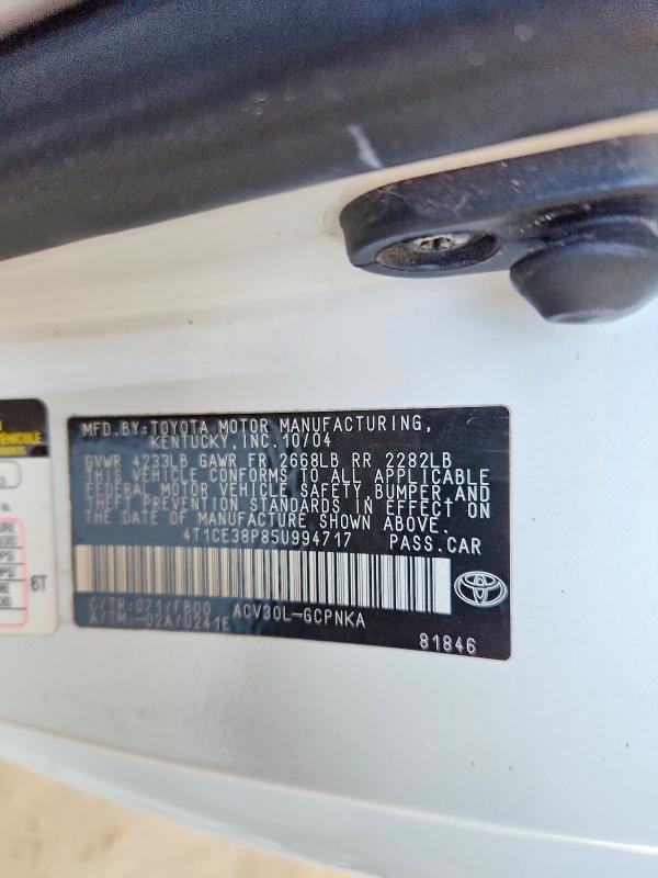 49225666 :رقم المزاد ، 4T1CE38P85U994717 vin ، 2005 Toyota Camry Solara مزاد بيع