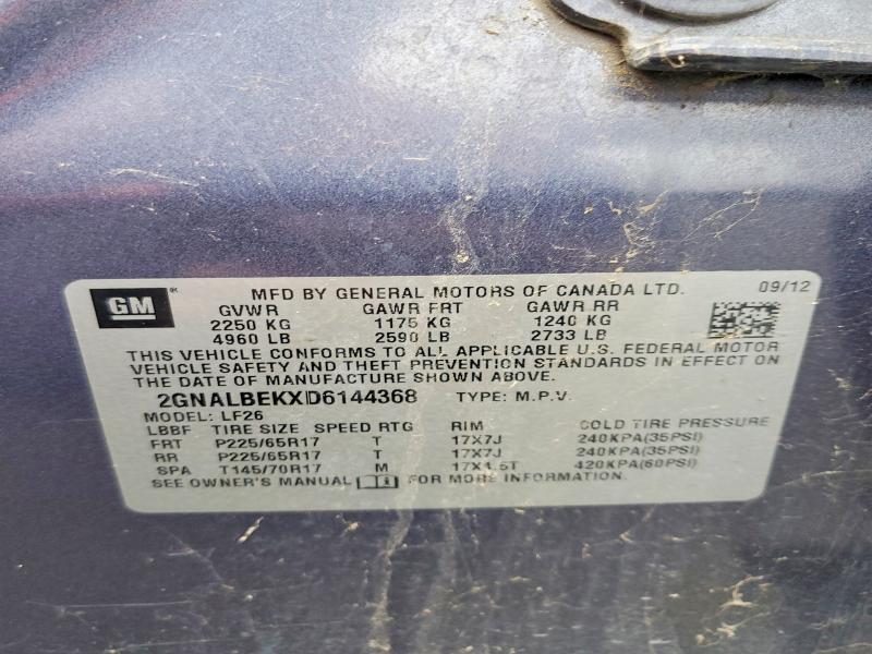 Aukcja sprzedaży 2013 Chevrolet Equinox, vin: 2GNALBEKXD6144368, numer aukcji: 50587896